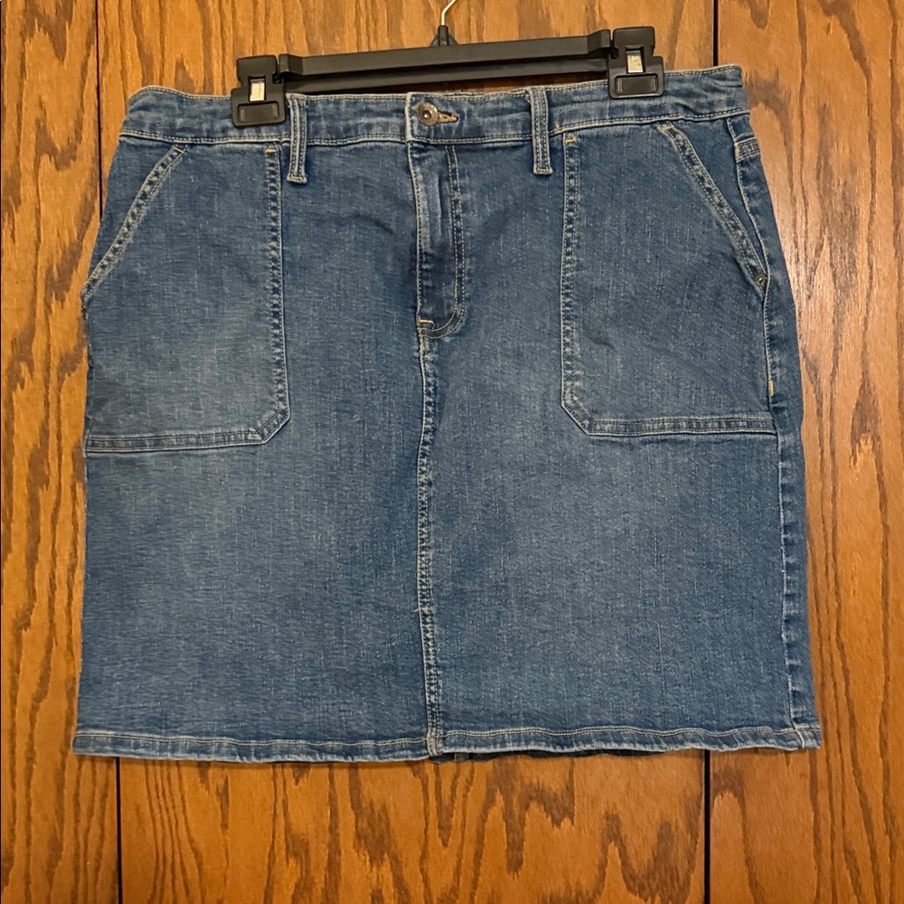 Nautica Denim Skirt Size 16 Blue Utility Patch Pocket Jean Skirt